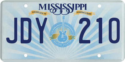 MS license plate JDY210