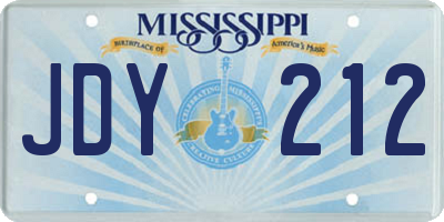 MS license plate JDY212