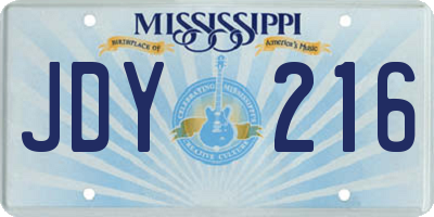 MS license plate JDY216