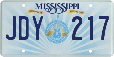MS license plate JDY217