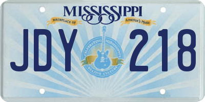 MS license plate JDY218