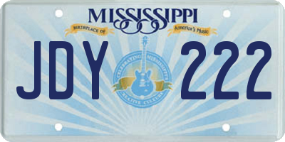 MS license plate JDY222