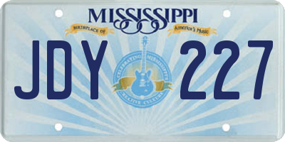 MS license plate JDY227