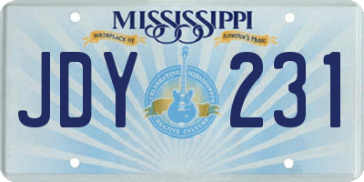 MS license plate JDY231