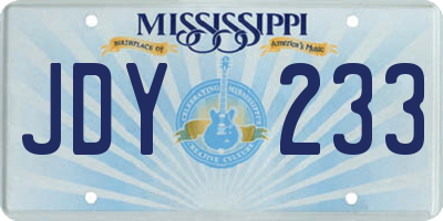 MS license plate JDY233