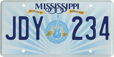 MS license plate JDY234