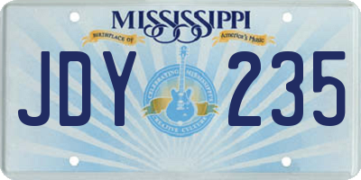 MS license plate JDY235