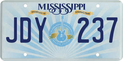 MS license plate JDY237