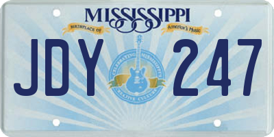 MS license plate JDY247
