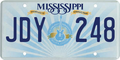 MS license plate JDY248