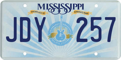 MS license plate JDY257