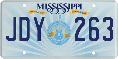 MS license plate JDY263