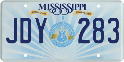 MS license plate JDY283