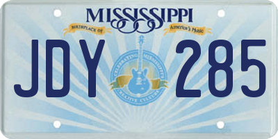 MS license plate JDY285