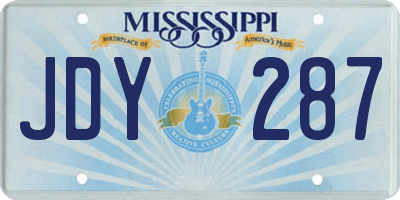 MS license plate JDY287