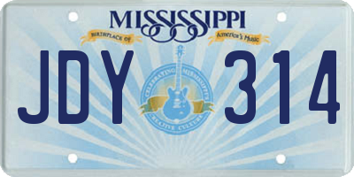 MS license plate JDY314
