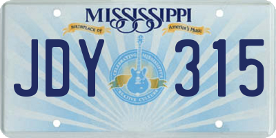 MS license plate JDY315