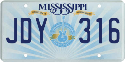 MS license plate JDY316