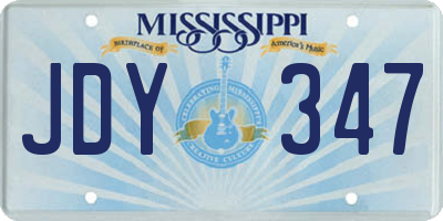 MS license plate JDY347