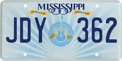 MS license plate JDY362