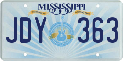 MS license plate JDY363