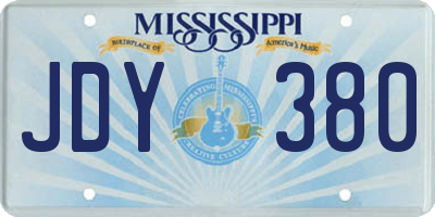 MS license plate JDY380