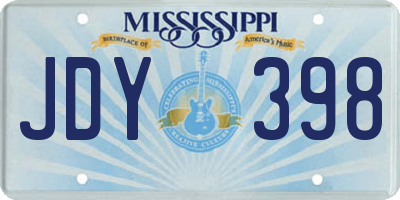 MS license plate JDY398