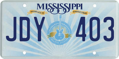 MS license plate JDY403