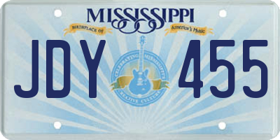 MS license plate JDY455