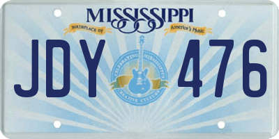 MS license plate JDY476