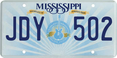 MS license plate JDY502