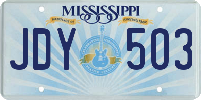 MS license plate JDY503