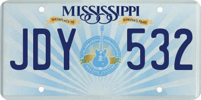 MS license plate JDY532