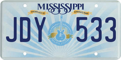 MS license plate JDY533