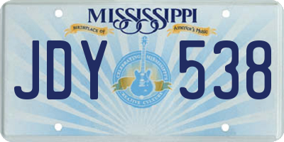 MS license plate JDY538