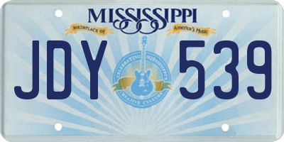 MS license plate JDY539