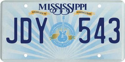 MS license plate JDY543