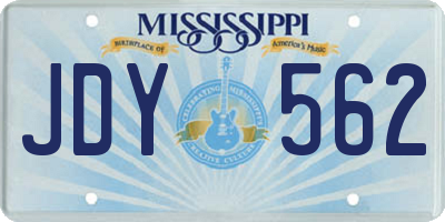 MS license plate JDY562