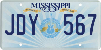 MS license plate JDY567