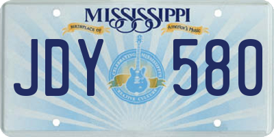 MS license plate JDY580
