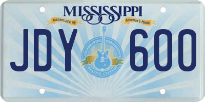 MS license plate JDY600