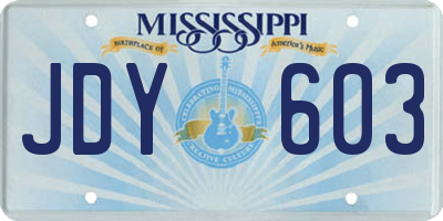 MS license plate JDY603