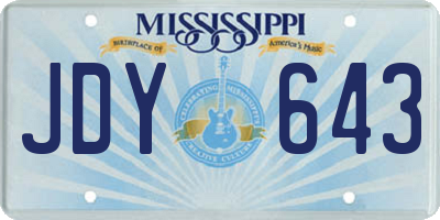 MS license plate JDY643