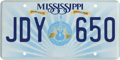 MS license plate JDY650