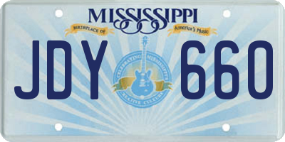 MS license plate JDY660