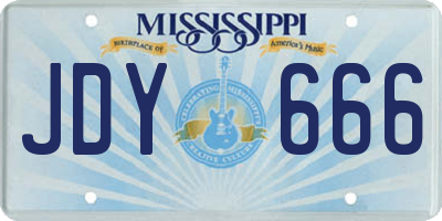 MS license plate JDY666