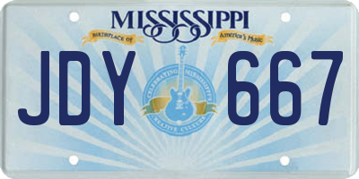 MS license plate JDY667