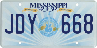 MS license plate JDY668