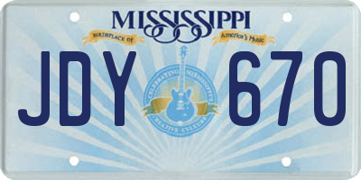 MS license plate JDY670