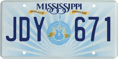 MS license plate JDY671